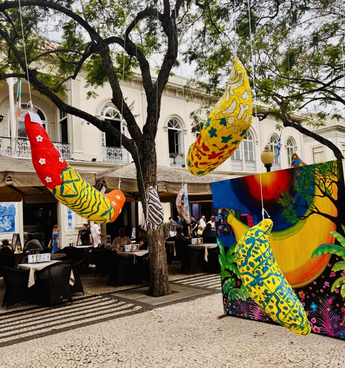 Instalação de arte dos alunos do Colégio da Rochinha no centro do Funchal